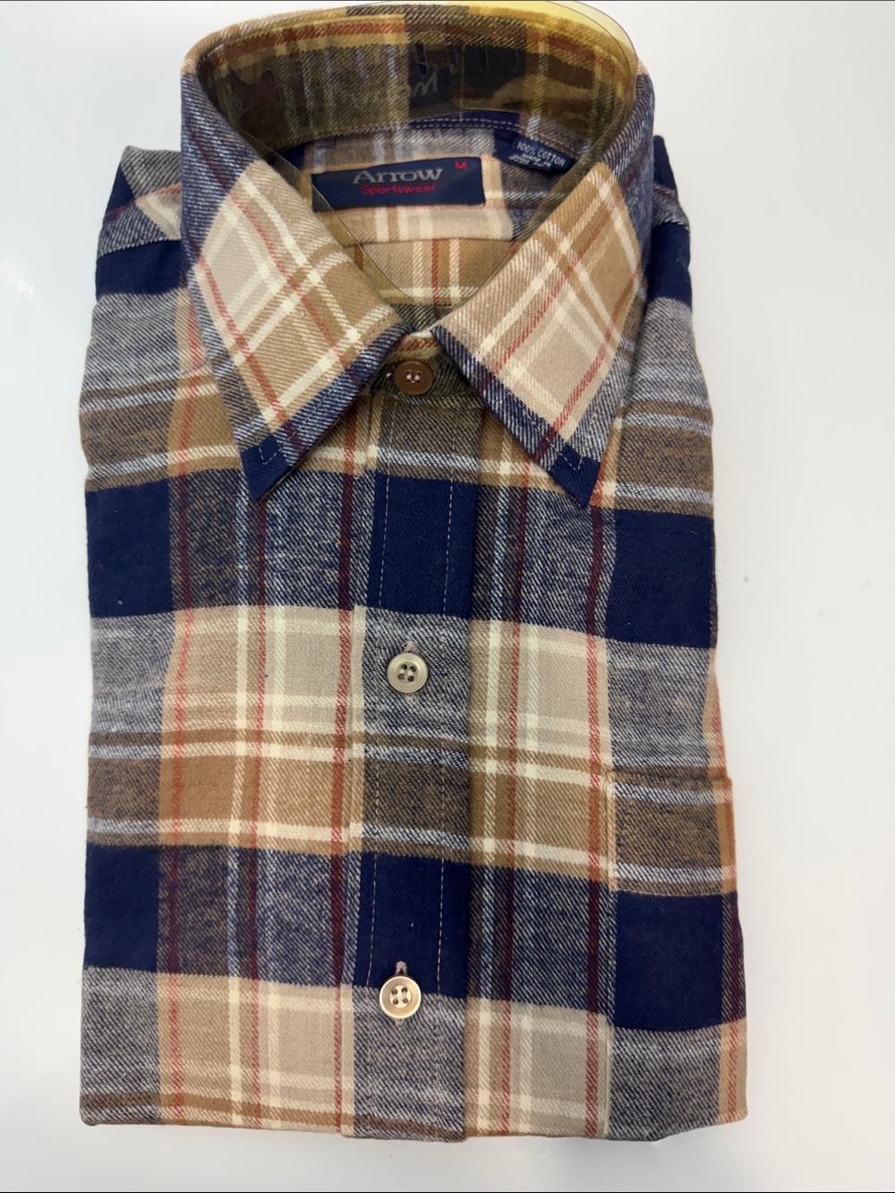 Arrow Med vintage Men’s Plaid Cotton flannel shirt Multi-Color NEW old stock